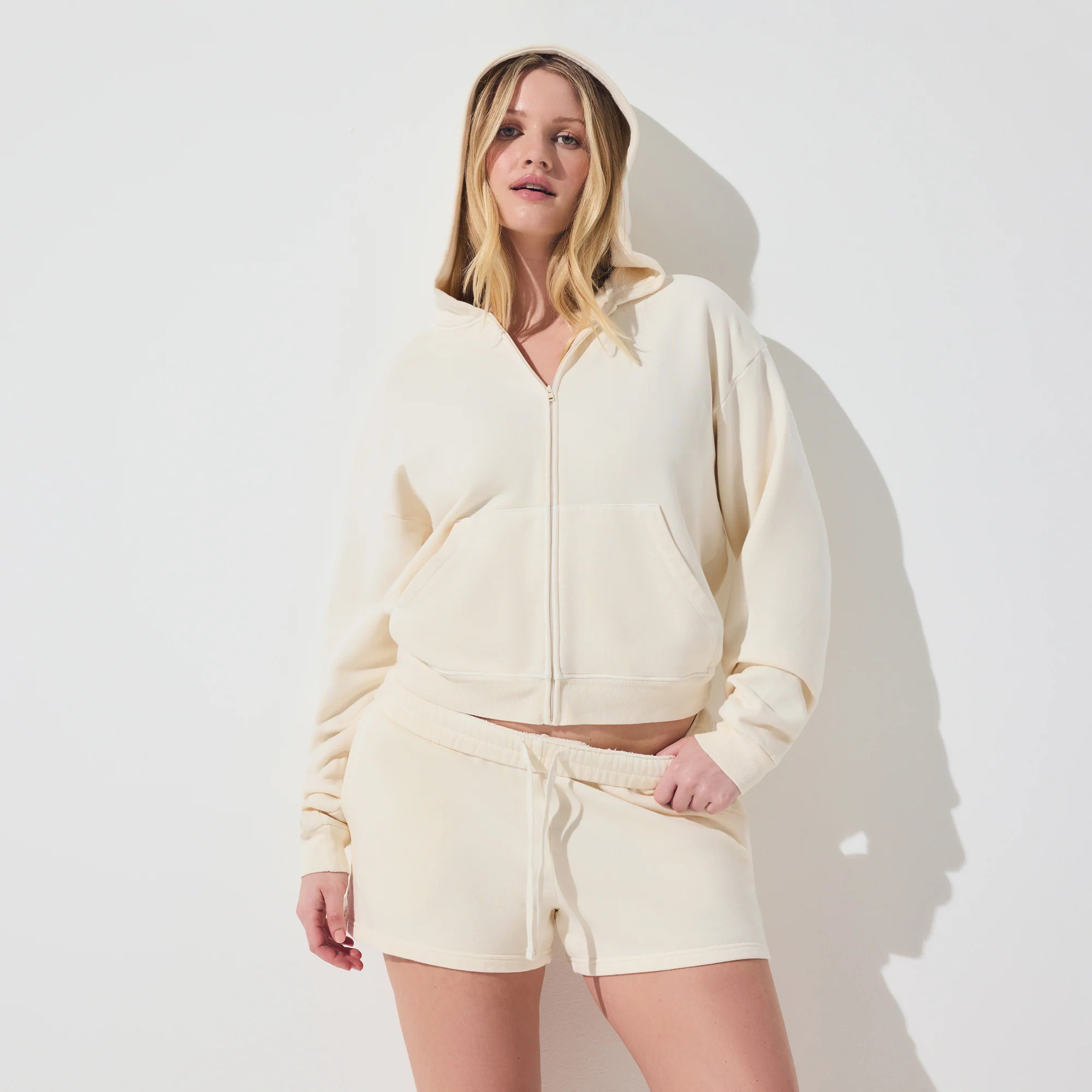 SKIMS Zip Up Hoodie | White | Large | French Terry | SKIMS (US)