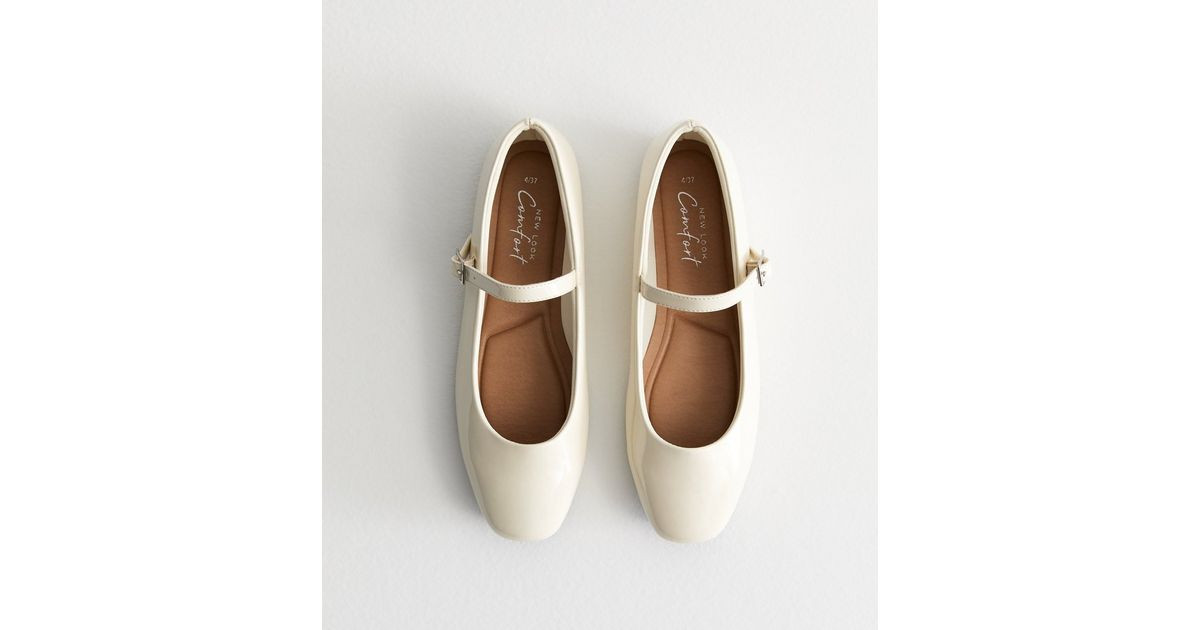 Off White Patent Leather-Look Mary Jane Pumps
						
						Add to Saved Items
						Remove from S... | New Look (UK)