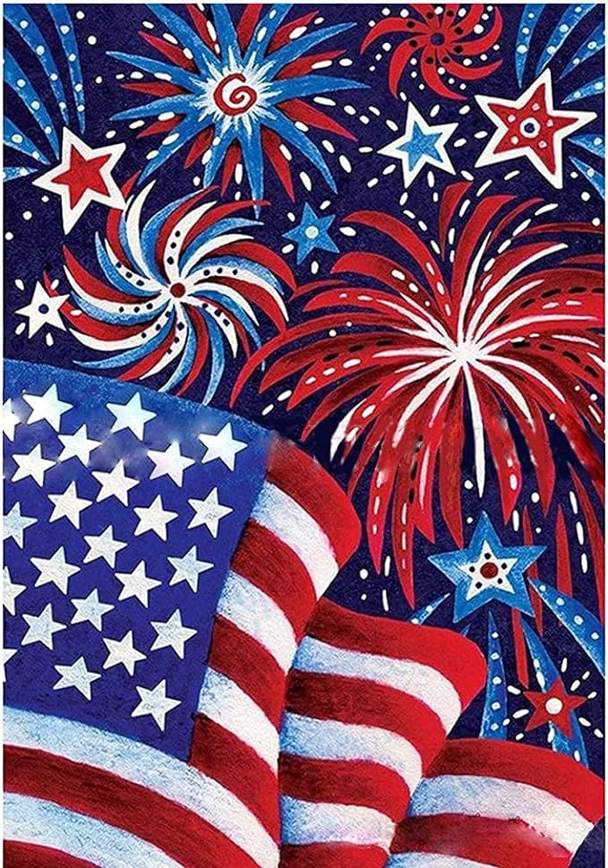 5D DIY Diamond Painting Kit Adults Patriotic,by Number Kit Full Round Drill American Flag Crystal... | Amazon (US)