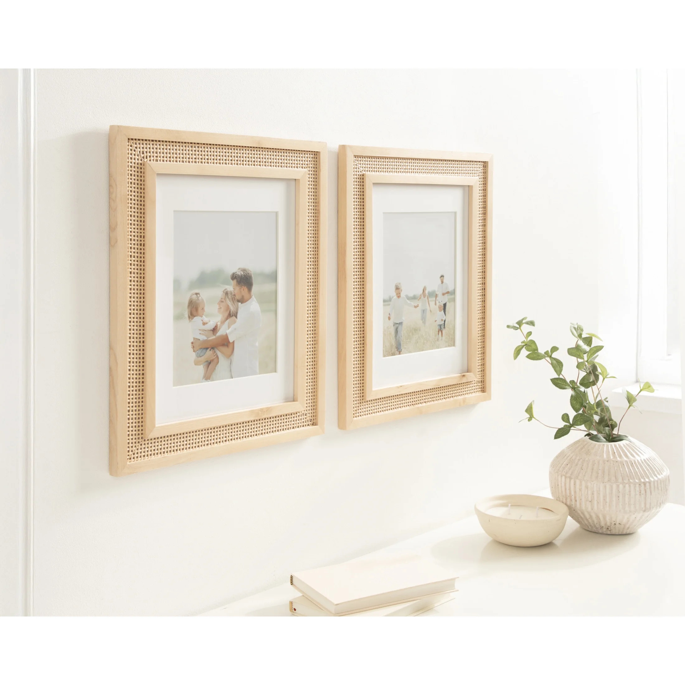 Kate and Laurel Corah Modern Faux Rattan Picture Frame Set of 2, 11 x 14 matted to 8 x 10, Natura... | Walmart (US)