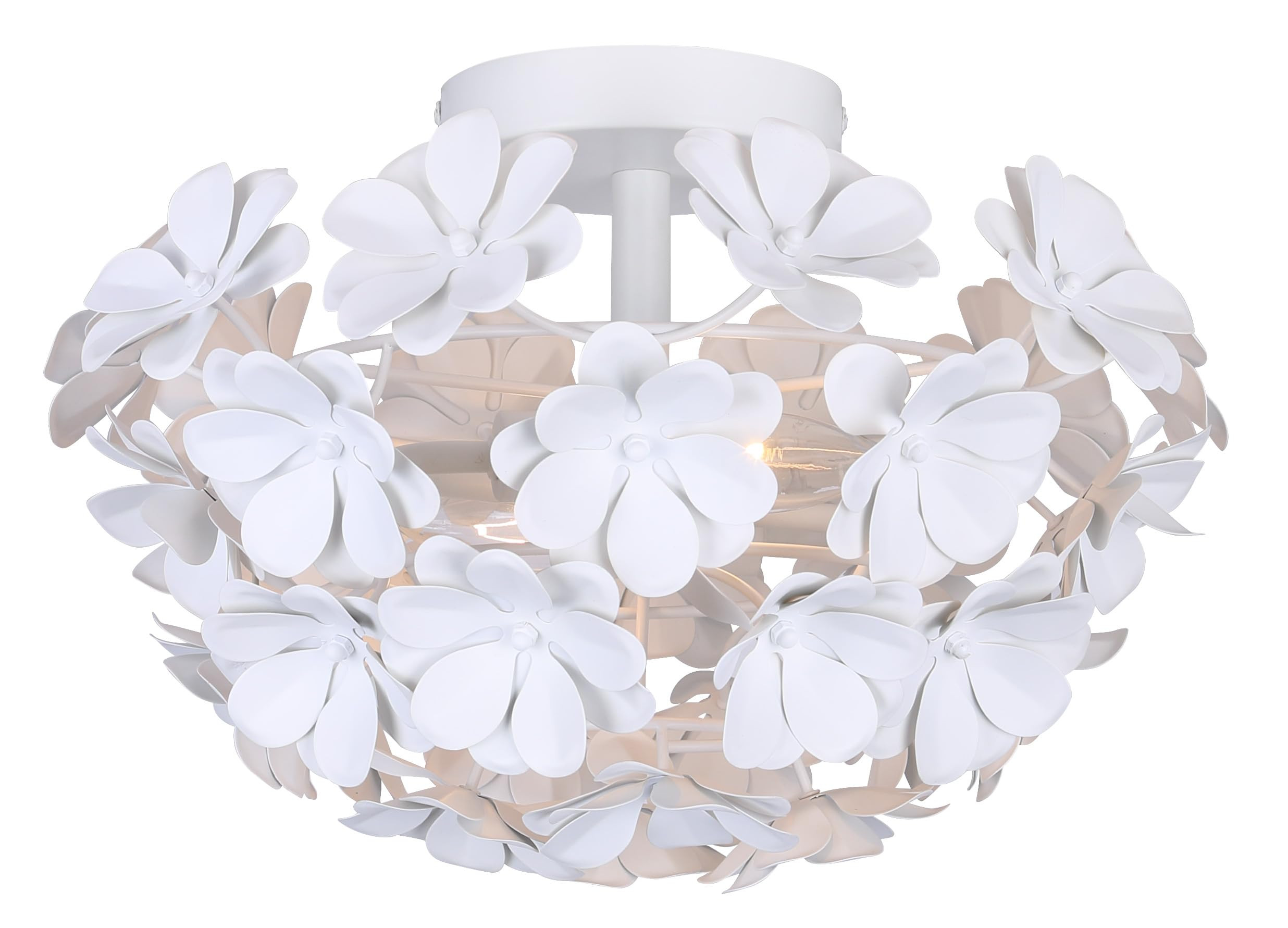 Cassia 2-Light Flush Mount Ceiling Light – Matte White Metal Flower Shade, Modern Whimsical Fix... | Amazon (US)