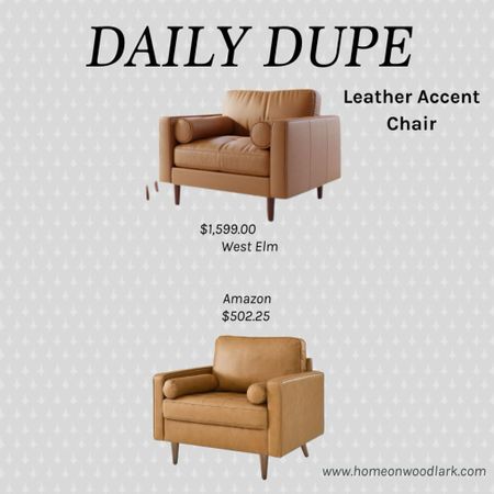 Daily Dupe:  West Elm Dennes Leather Chair and an Amazon dupe.  

Leather accent chair.  Living room furniture.  Amazon accent chair.  West Elm furniture.  Neutral living room.  

#LTKhome #LTKfamily