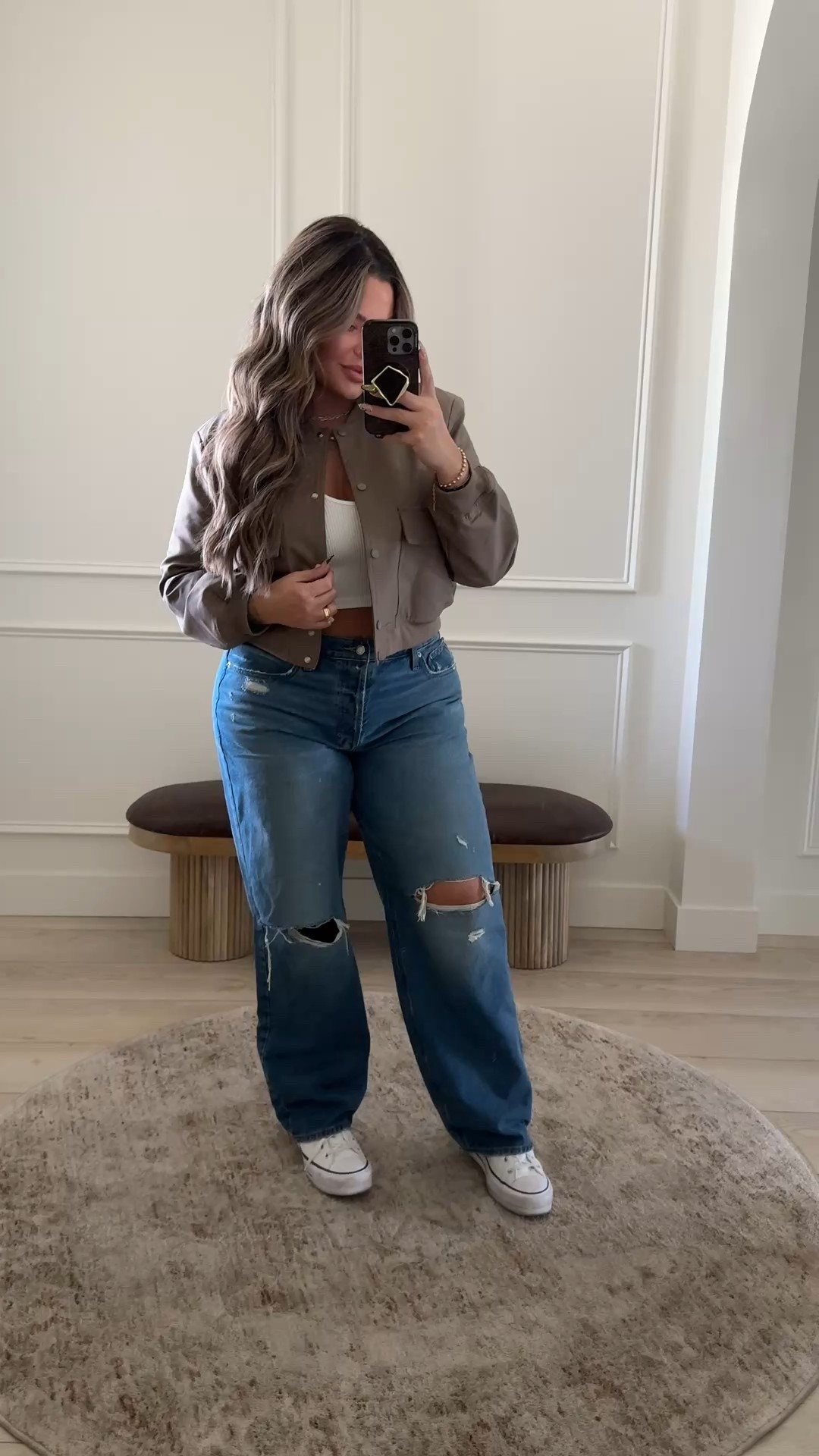 #ootd 
Tank L 
Jacket xl the color of mine is no longer available but they have a ton of other colors. 
Jeans size 12L 


#LTKStyleTip #LTKootd #LTKFindsUnder50