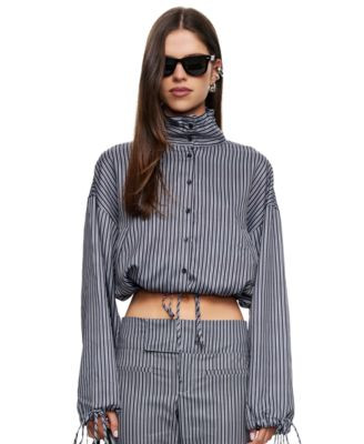 Women's Totti Cropped Turtleneck Stripe Windbreaker | Macy's