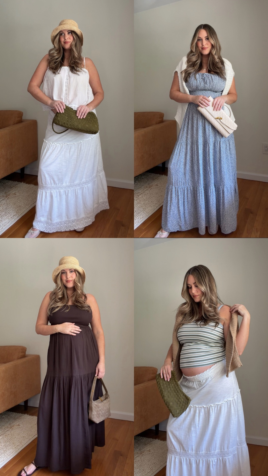 Pieces from @aerie I’m loving that will seamlessly transition from Spring to Summer! ☀️Outfit 1 (L top/M Skirt/M sweater), Outfit 2 (M dress), Outfit 3 (M dress/M sweater), Outfit 4 (L jumpsuit, but would swap for M!), Outfit 5 (M top/M skirt)

#AeriePartner #AerieREAL #Ad, spring outfit ideas, summer outfit ideas, summer dresses bump friendly outfits 

 #LTKootd #LTKSeasonal #LTKBump