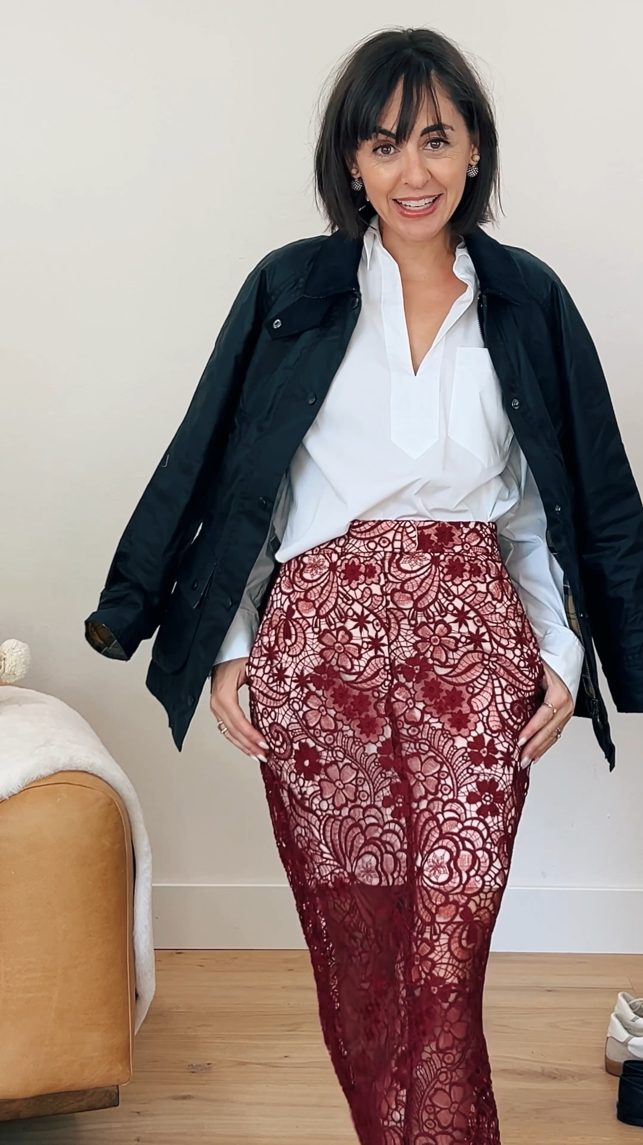 Try styling a barn jacket back to something unexpected like a skirt or dress

https://closetchoreography.com/how-you-your-niece-and-your-nana-can-style-a-barn-jacket-street-style/
