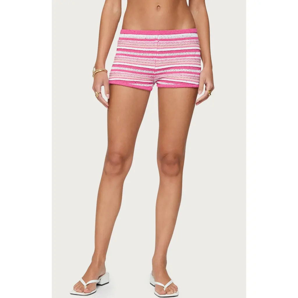 EDIKTED Stripe Knit Low Rise Shorts in Mix at Nordstrom, Size Small | Nordstrom