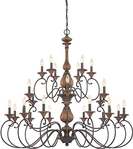 Quoizel ABN5024RK Auburn European Wood Candle Chandelier, 24-Light, 1440 Watts, Rustic Black (45" H x 48" W) | Amazon (US)