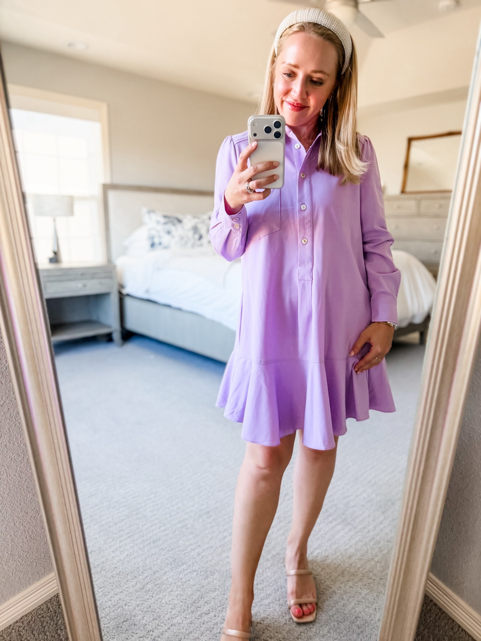 This flowy dress is a closet staple! Not available in the lilac, but other colors and a sleeveless option. Definitely suggest a size down! Shoes are really comfortable and don’t rub. Fit tts and I love the satin. 

Spring dress, spring outfit, Tuckernuck, Easter 

#LTKootd #LTKPetite