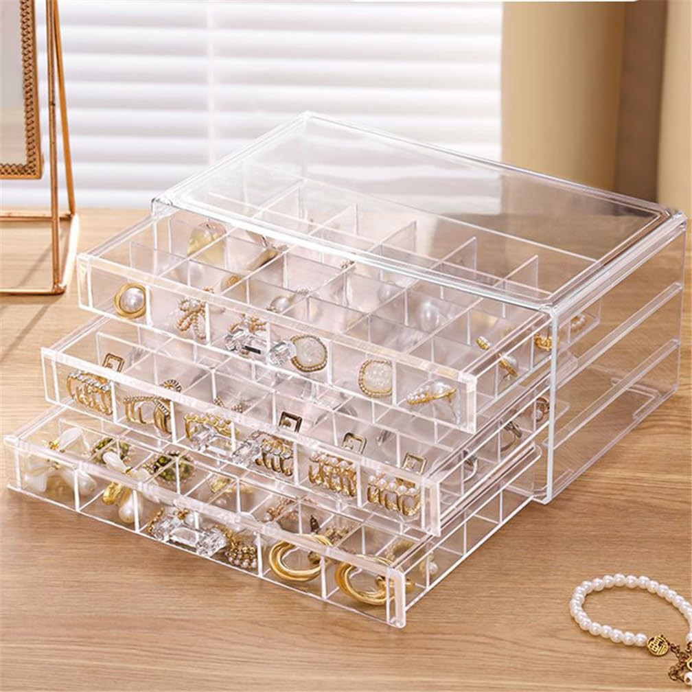 Earring Organizer Box Clear Storage Acrylic for Earrings Necklace Organizer Jewelry Box with 72 G... | Amazon (US)
