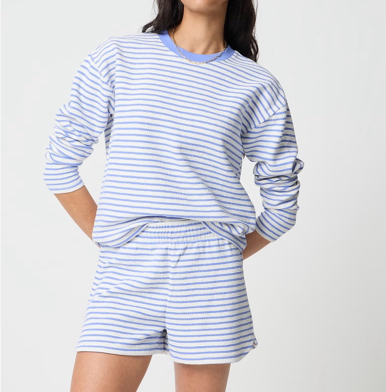Blue and white shirt and shorts matching lounge set 

#LTKSaleAlert #LTKSeasonal