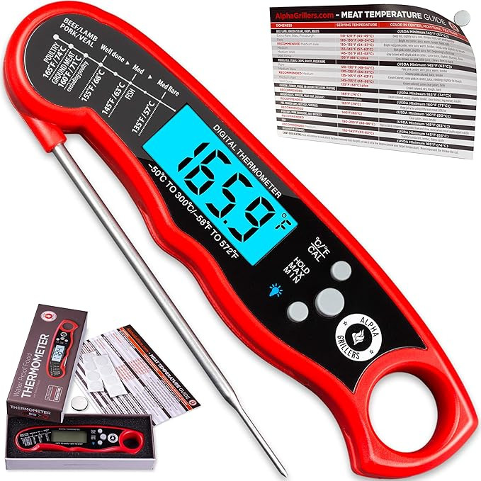 Alpha Grillers Instant Read Meat Thermometer for Grill and Cooking. Best Waterproof Ultra Fast Th... | Amazon (US)