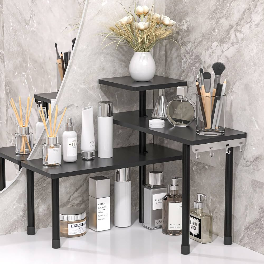 JayRex Countertop Corner Shelf, 3 Tier Shelf Moveable Organizer for Bathroom Counter, Make Up, Dr... | Amazon (US)