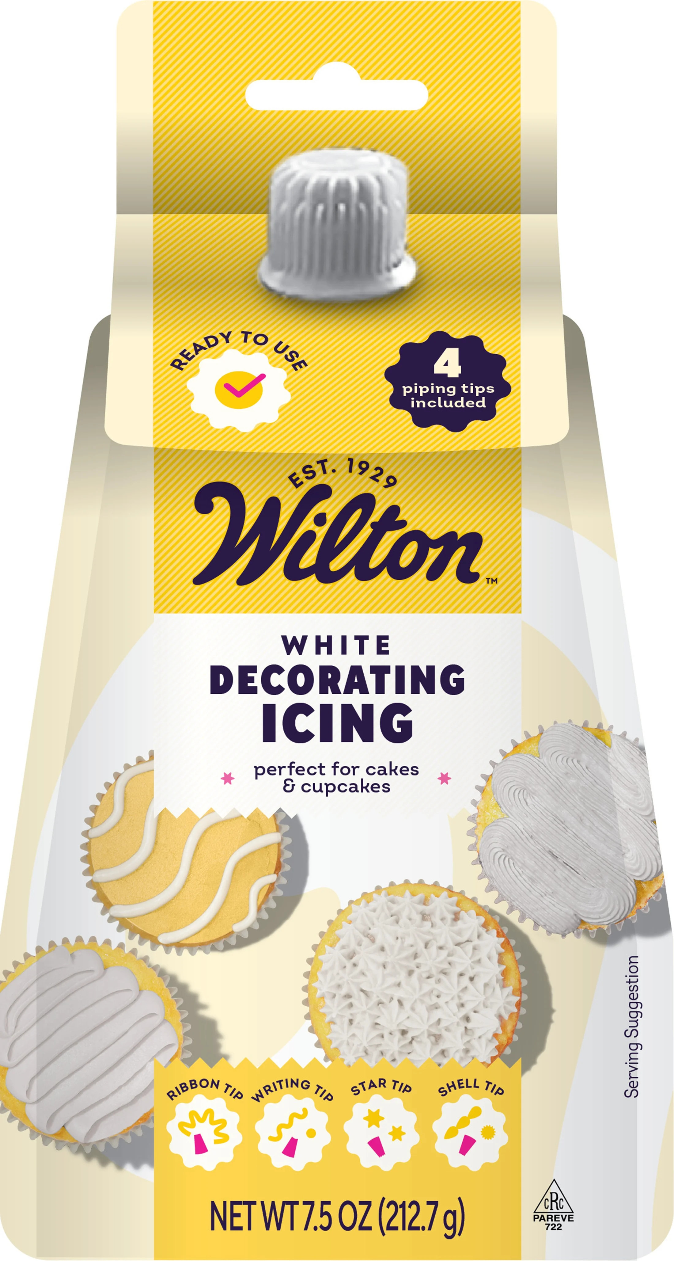 Wilton White Decorating Icing Pouch & 4 Piping Tips Vanilla-Flavored Medium Consistency 7.5 oz. | Walmart (US)
