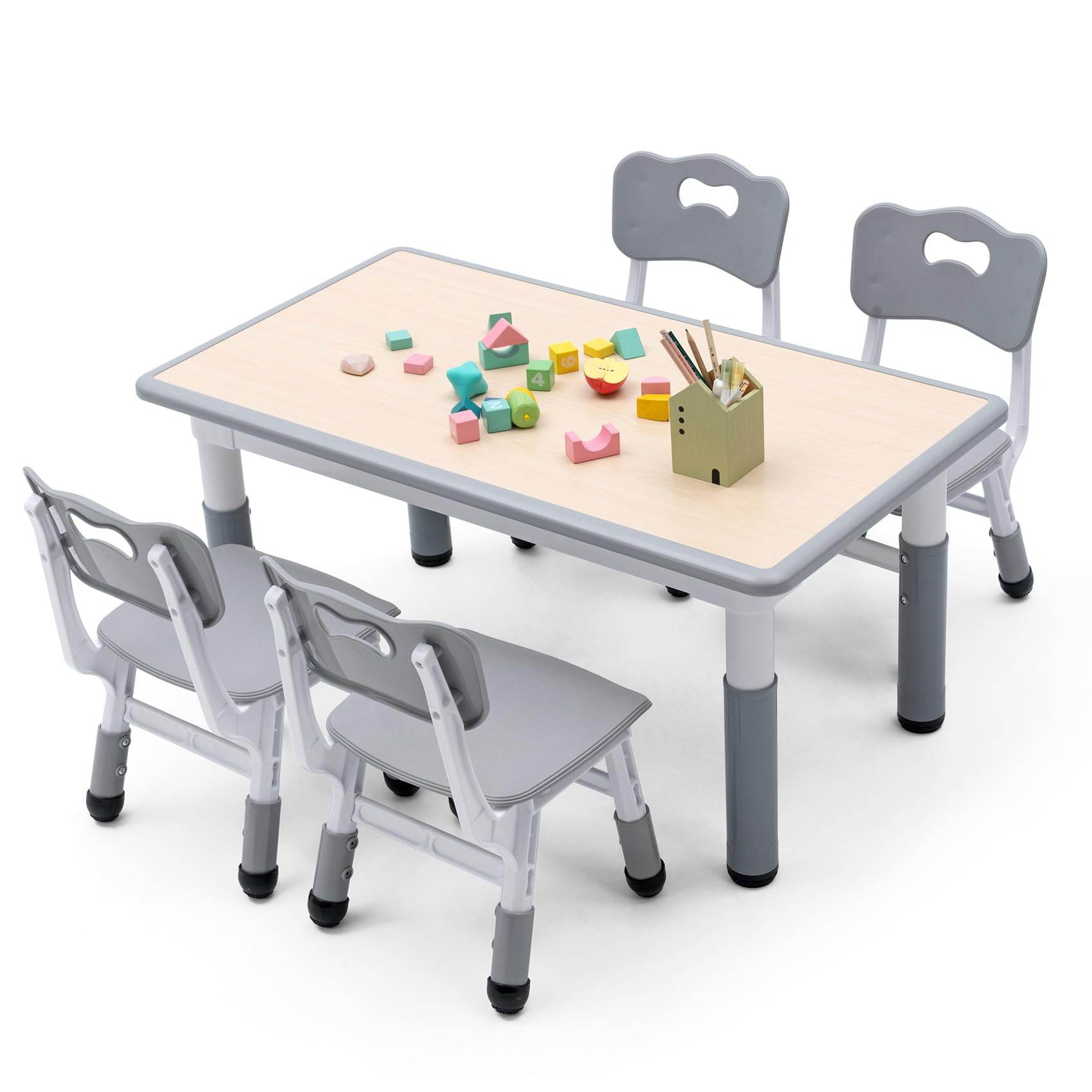 UNICOO Kids Table and Chairs Set, Height Adjustable Multi-Activity Preschool Table with Graffiti ... | Amazon (US)