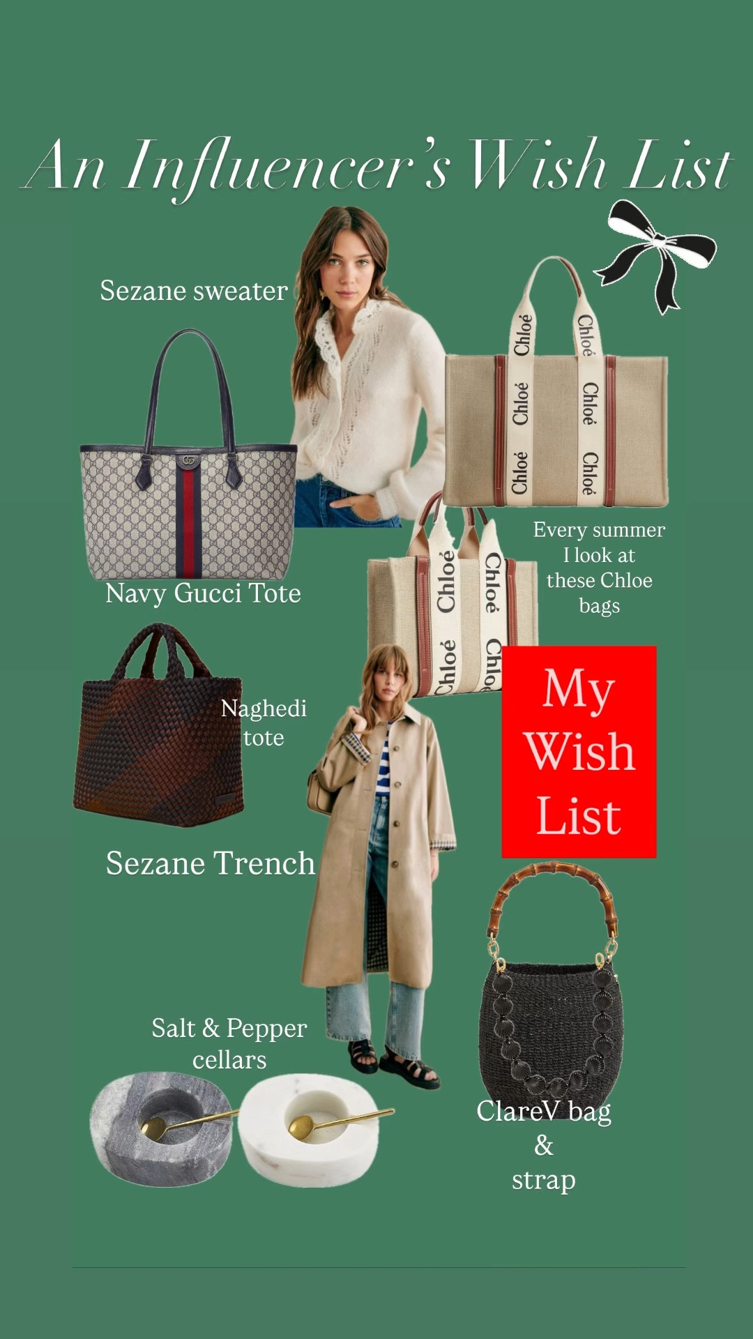 My family says I’m impossible to shop for. Really? 🤦‍♀️I get it. But anything off this list would be 🙌

I’d also love a couple new knives. Not sure what brand? 

Splurge worthy gift guide gifts for her Sezane Gucci Chloe designer purses ClareV bags 

#LTKGiftGuide #LTKOver40 #LTKHoliday