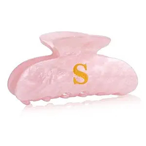 Initial Cute Hair Clips - Pink Letter Elegant Hair Claw Clips, Glitter Claw Clips Durable Hair Cl... | Amazon (US)