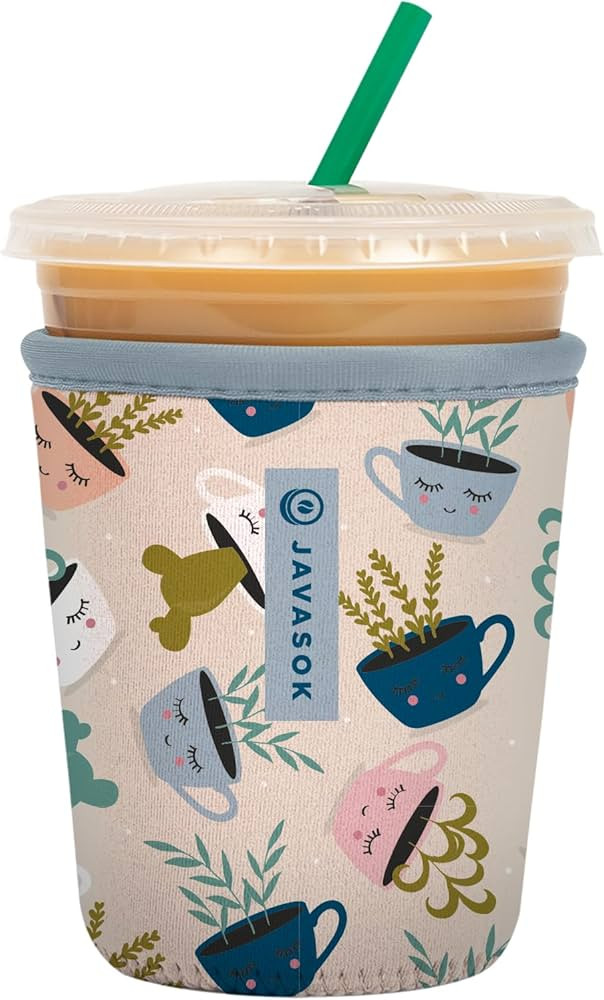 Sok It Java Sok Iced Coffee & Cold Soda Insulated Neoprene Cup Sleeve (Botanical Teacups, Small: ... | Amazon (US)