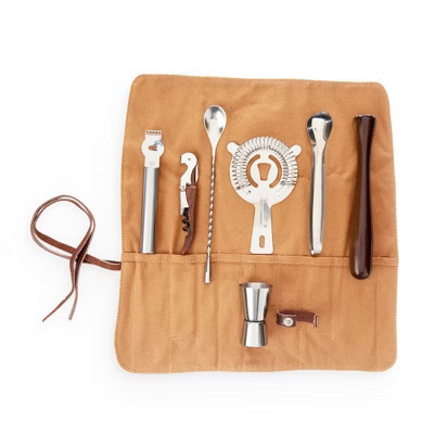 Foster & Rye Canvas Cocktail Kit, Bartender Kit with Storage Bag for Espresso Cocktails, Cold Brew Drinks, Dinner Parties, Bar Gifts for Men, Set of 7 | Target