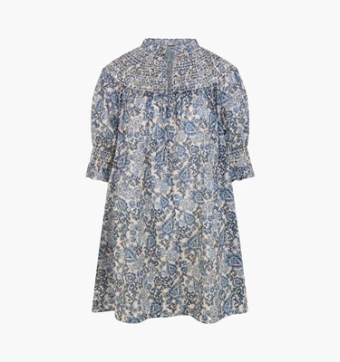 The Zinnia Mini Dress -  Chedworth Paisley Blue Chedworth Paisley Blue / S | Hill House Home US