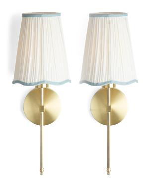2pk 20in Pleated Scalloped Shade Metal Pole Sconces | TJ Maxx
