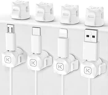 Cord Organizer, Adhesive Charger Cable Clips, Wire Holder Keeper Organizer, Charging USB Cable Ma... | Amazon (US)