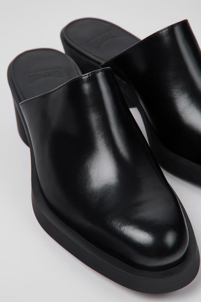 Black leather mules for women | CAMPER UK