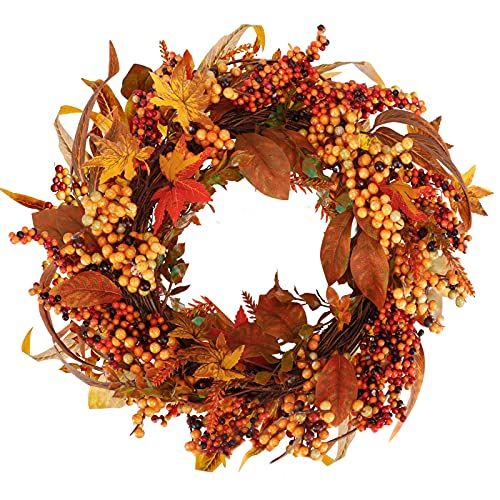 Tiny Land 22" Fall Wreath for Front Door, Fall Decor with Storage Box, Handcrafted Boxwood Base, ... | Amazon (US)