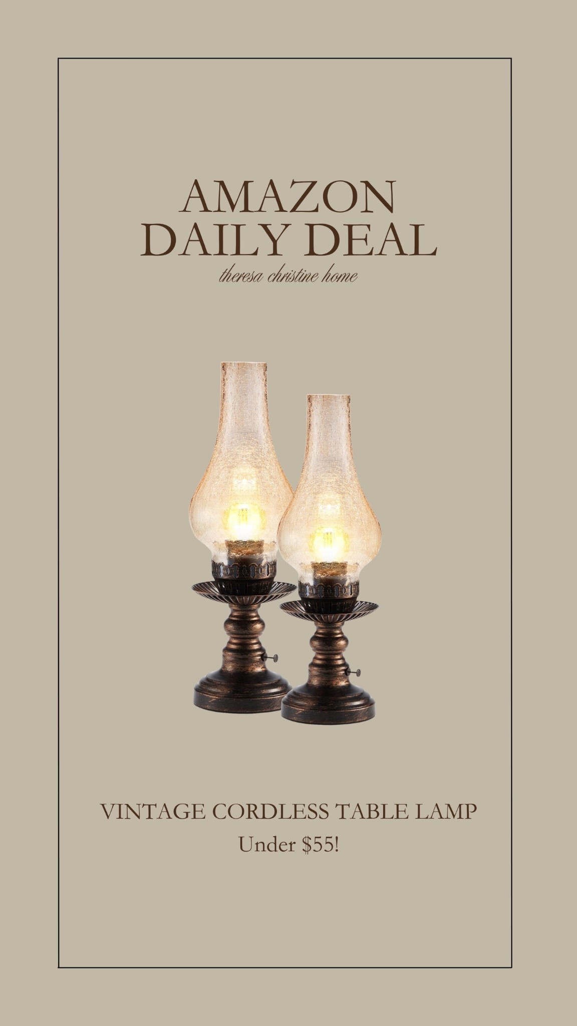Amazon daily deal! 🤍 Vintage table lamp that’s cordless! 😍🙌🏻

#LTKHome #LTKSaleAlert