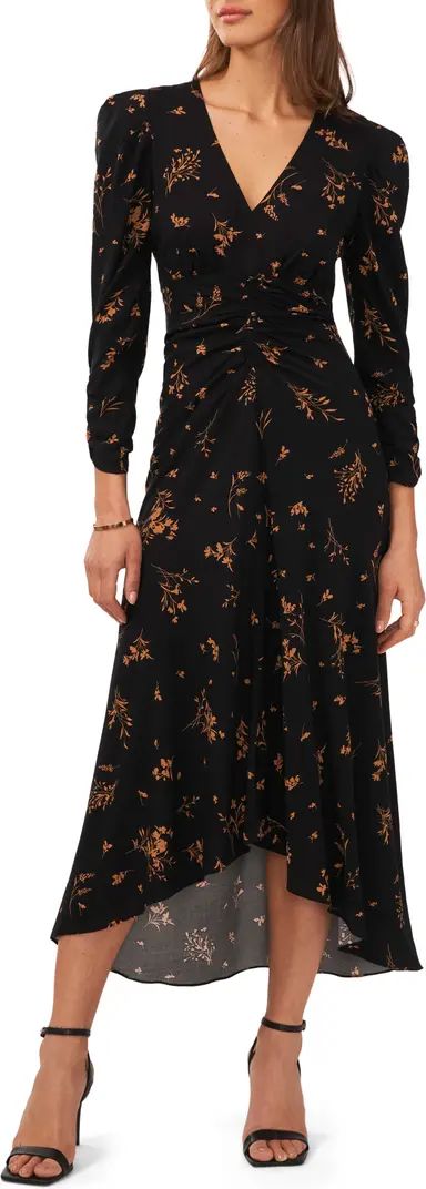 Floral Print Long Sleeve High-Low Dress | Nordstrom
