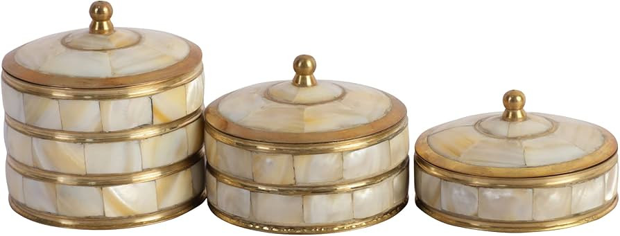 Set of 3 Vintage Round Hand Painted Decorative Jewelry Trinket Box Unique Gift For Home Décor An... | Amazon (US)