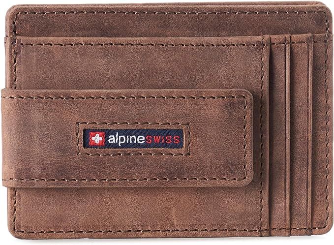 Alpine Swiss Harper Mens RFID Slim Front Pocket Wallet Magnetic Money Clip ID Card Holder Leather... | Amazon (US)