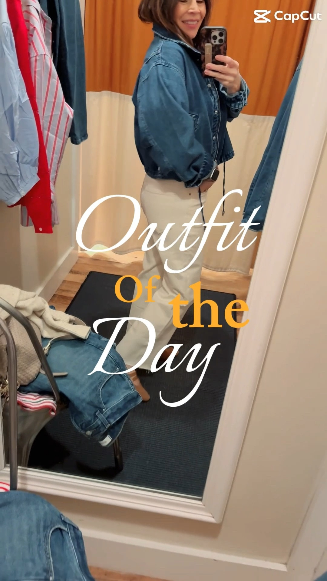 An everyday casual Outfit of the Day. How cute is this new style denim jacket! Definitely on my wish list for spring. Wearing it with some ivory straight leg jeans and a balloon sleeved top (which you can't really see in the reel - but trust me it's great)! Links in my LTK below
#everydaycasual
#petitestyle
#over40style
#madewell
@Madewell 

#LTKOver40 #LTKPetite #LTKootd