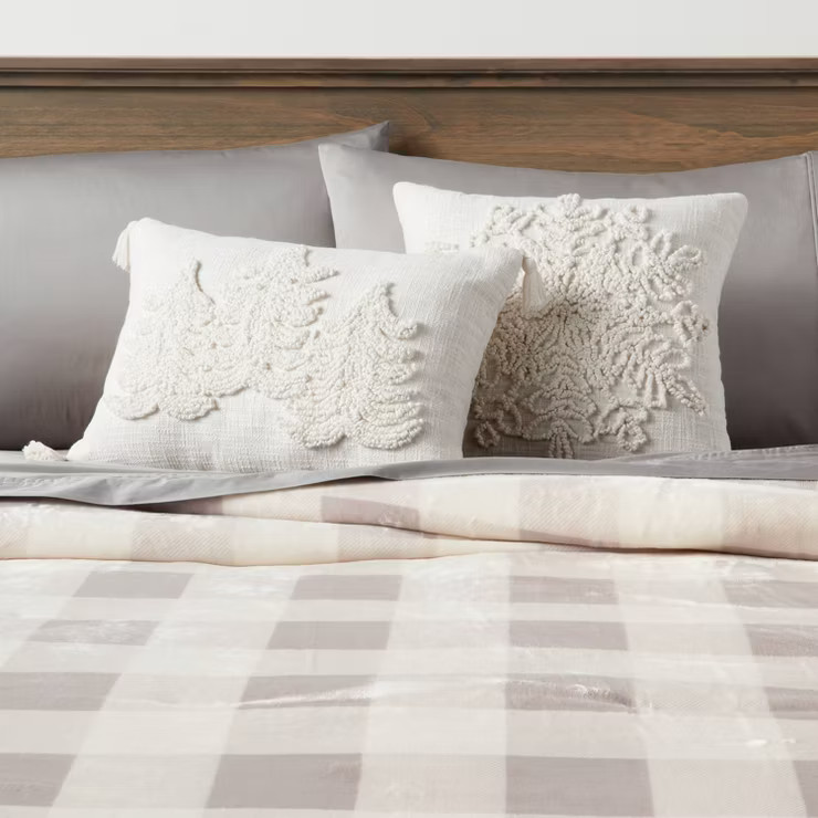 18"x18" Christmas Tufted Snowflake Square Decorative Throw Pillow Cream - Threshold™ | Target