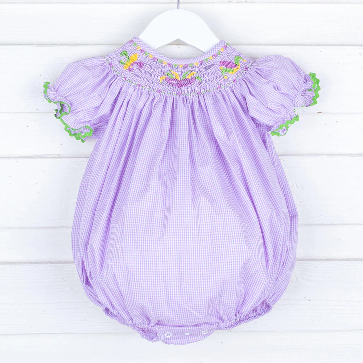 Mardi Gras Purple Smocked Bishop Bubble | Classic Whimsy