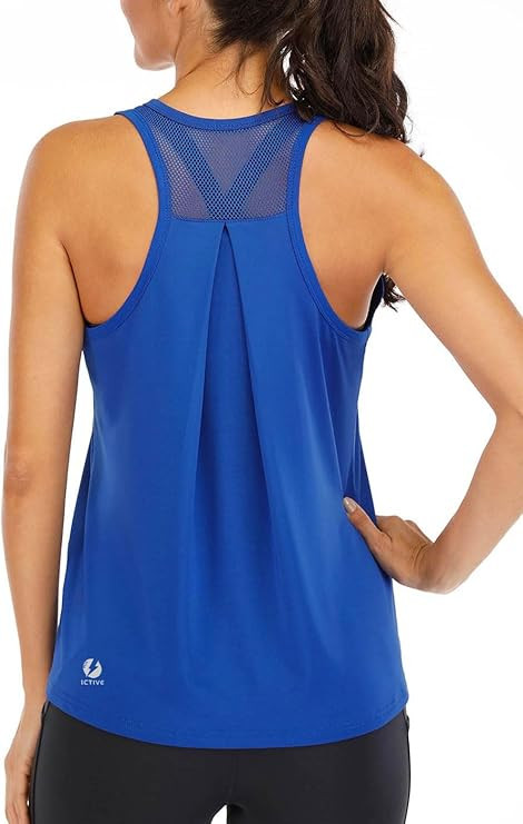 ICTIVE Workout Tops for Women Loose Fit Racerback Mesh Backless Muscle Tank Running Shirts | Amazon (US)