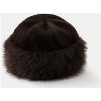 Zara - Faux Fur Turn-Up Beanie In Brown - M - Woman | Zara UK