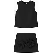Summer Women 2 Piece Skirt Sets Sleeveless Crop Tank Top and Mini Skirt Matching with 3D Flower S... | Amazon (US)