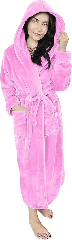 NY Threads Women Fleece Hooded Bathrobe - Plush Long Robe | Amazon (US)