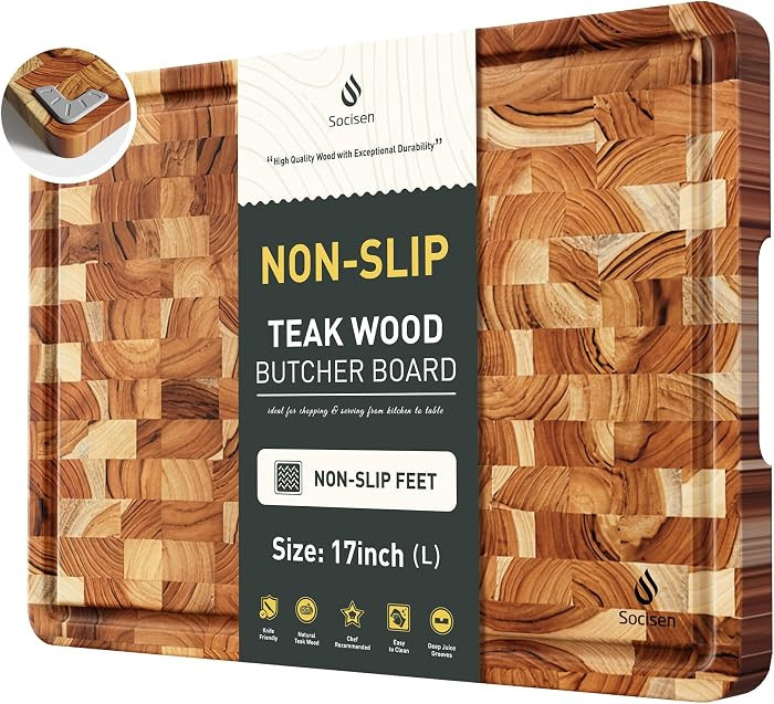 Cutting Boards for Kitchen Non Slip Wood Juice Groove Chopping Board Kitchen Essential House Warm... | Amazon (US)