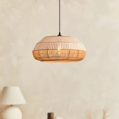 19" Boho Handwoven Rattan Pendant Light, Coastal Dome Shaped Rattan Hanging Light | Wayfair North America