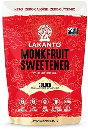 Lakanto Golden Monk Fruit Sweetener with Erythritol - Raw Cane Sugar Substitute, Zero Calorie, Ke... | Amazon (US)
