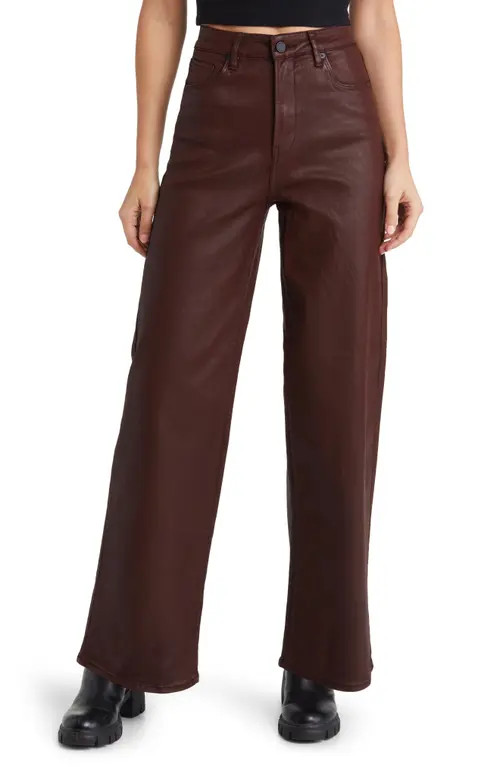 BLANKNYC The Franklin Rib Cage Coated Denim Flare Pants in Coffee Talk at Nordstrom, Size 27 | Nordstrom
