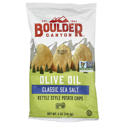 Boulder Canyon, Olive Oil Kettle Style Potato Chips, Classic Sea Salt, 5 oz (141.8 g) | iHerb