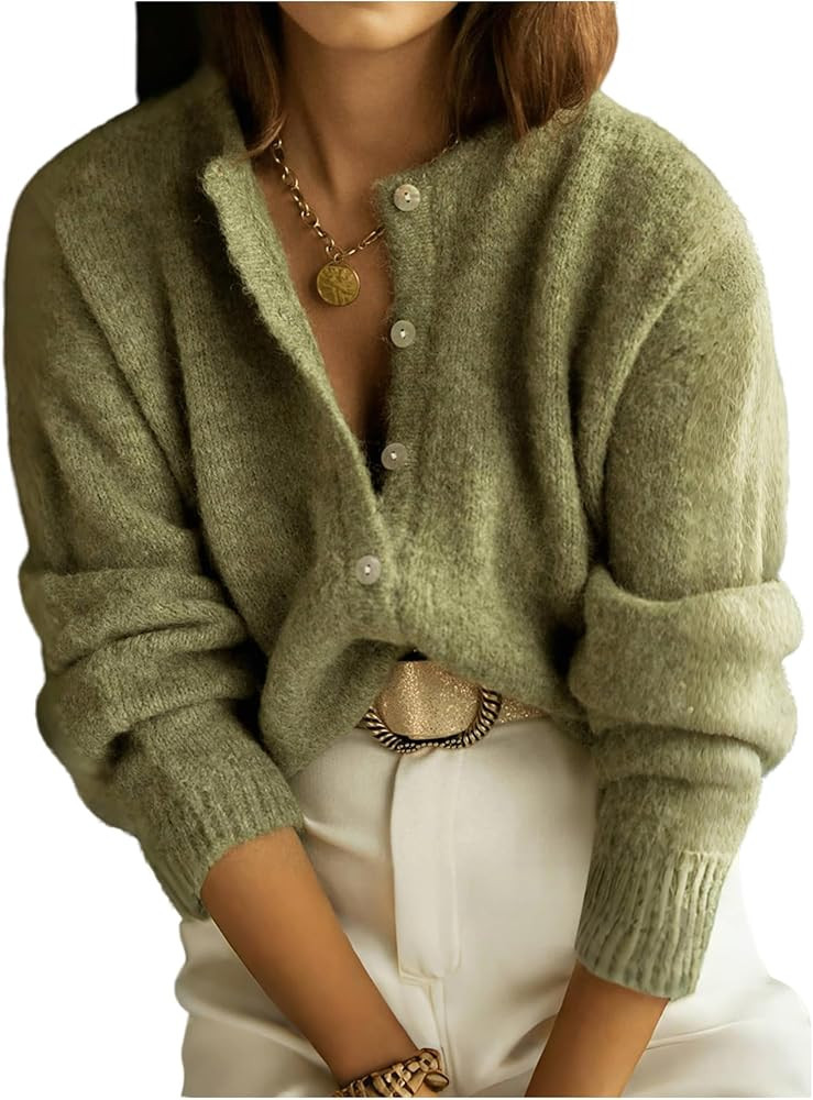 Women's Button Down Cardigan Long Sleeve Open Front Knit Sweater Fall Clothes | Amazon (US)