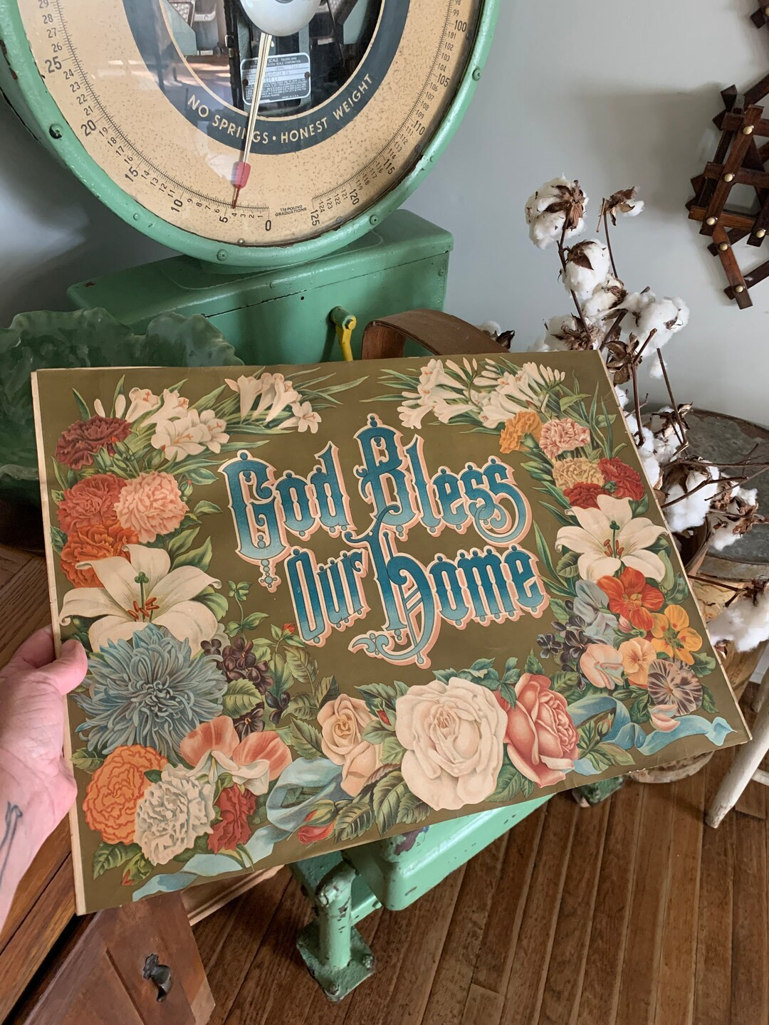 Oh Geez Find It A Gorgeous Frame Antique God Bless Our Home Floral Lithograph Print - Etsy | Etsy (US)