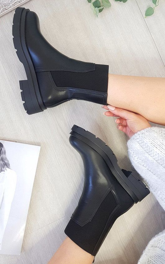 Pandora Chunky Ankle Boots in Black | iKrush
