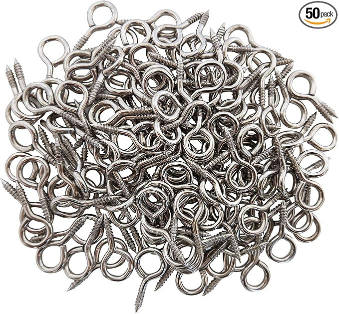 AxeSickle 1 Inch Screw Eyes Metal Eye Hooks Small Eyelet Screws, 50 Pcs | Amazon (US)