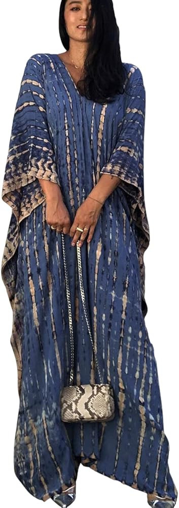CHERRY CAT Women Beachwear Long Beach Coverups Kaftan Casual Caftan Dress Swimwear cover ups | Amazon (US)