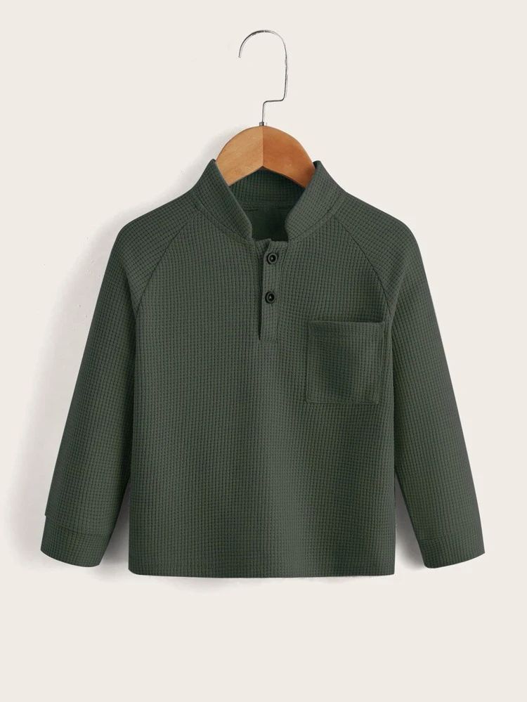 Toddler Boys Raglan Sleeve Pocket Patched Polo Shirt | SHEIN